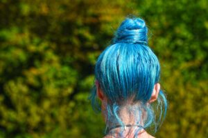 bright blue hair coloring