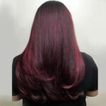 red violet balayage womans hair coloring