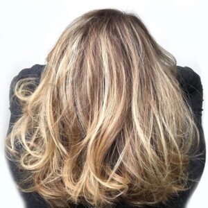 womans highlights on hair at the best salon near me in plano