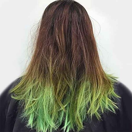remove lime hair coloring woman's salon